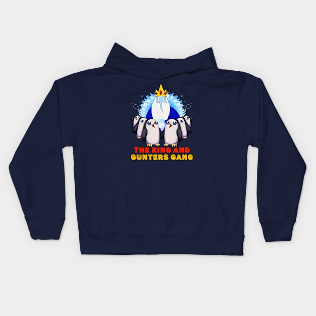 Adventure Time Gunter Gang And Ice King Kids Hoodie by Pharaoh Shop